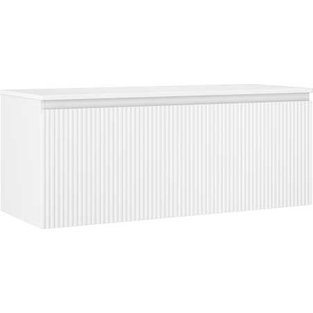 Mexen Rivel koupelnová skříňka pod umyvadlo 120 cm s deskou, 1 zásuvka, rýhovaná, bílá matná - 91A20-12047-1-BFC01