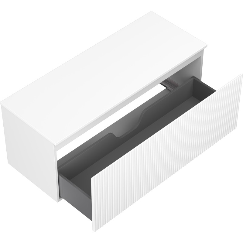 Mexen Rivel koupelnová skříňka pod umyvadlo 120 cm s deskou, 1 zásuvka, rýhovaná, bílá matná - 91A20-12047-1-BFC01