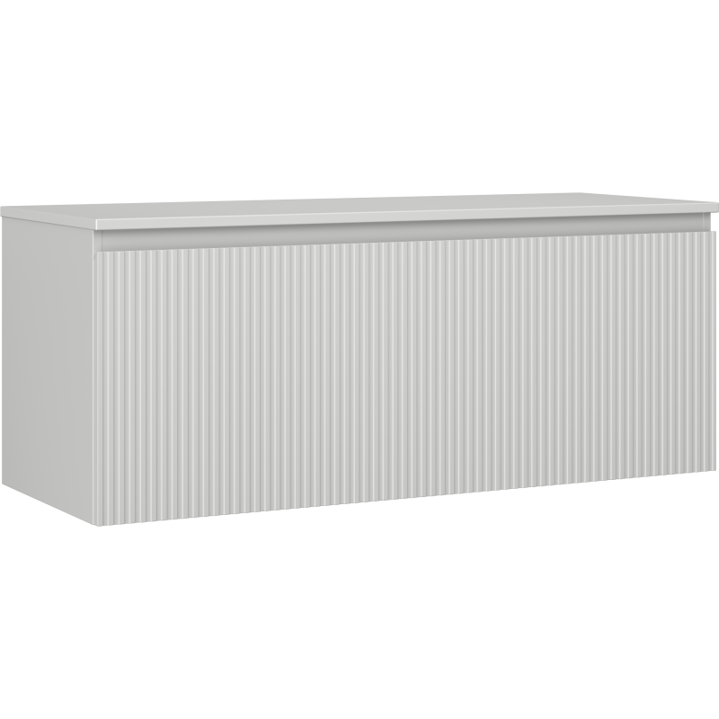 Mexen Rivel koupelnová skříňka pod umyvadlo 120 cm s deskou, 1 zásuvka, drážkovaná, šedá mat - 91A20-12047-1-BFC62