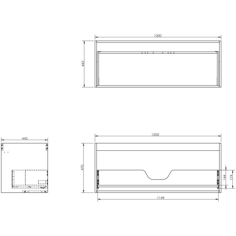 Mexen Rivel koupelnová skříňka pod umyvadlo 120 cm s deskou, 1 zásuvka, drážkovaná, antracit mat - 91A20-12047-1-BFC66