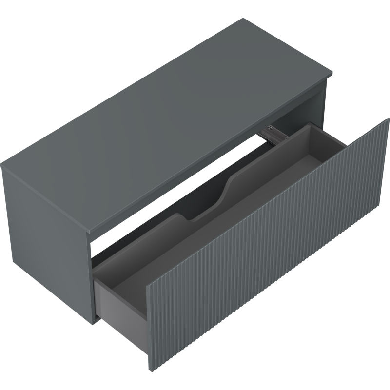 Mexen Rivel koupelnová skříňka pod umyvadlo 120 cm s deskou, 1 zásuvka, drážkovaná, antracit mat - 91A20-12047-1-BFC66