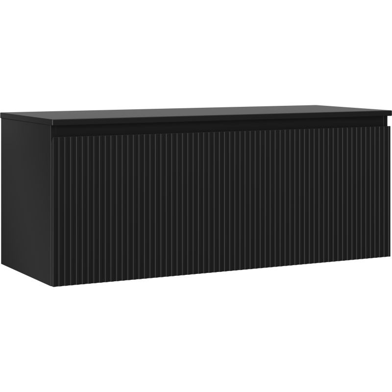 Mexen Rivel koupelnová skříňka pod umyvadlo 120 cm s deskou, 1 zásuvka, rýhovaná, černý mat - 91A20-12047-1-BFC71