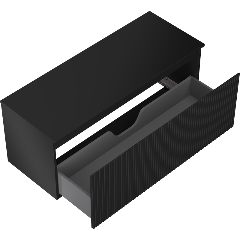 Mexen Rivel koupelnová skříňka pod umyvadlo 120 cm s deskou, 1 zásuvka, rýhovaná, černý mat - 91A20-12047-1-BFC71