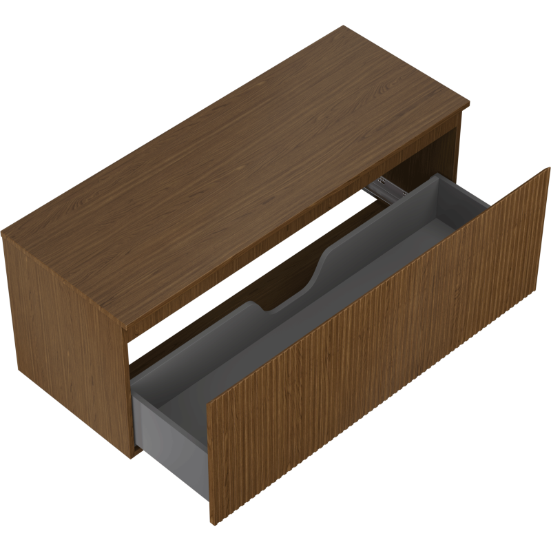 Mexen Rivel koupelnová skříňka pod umyvadlo 120 cm s deskou, 1 zásuvka, drážkovaná, ořech - 91A20-12047-1-BFC86