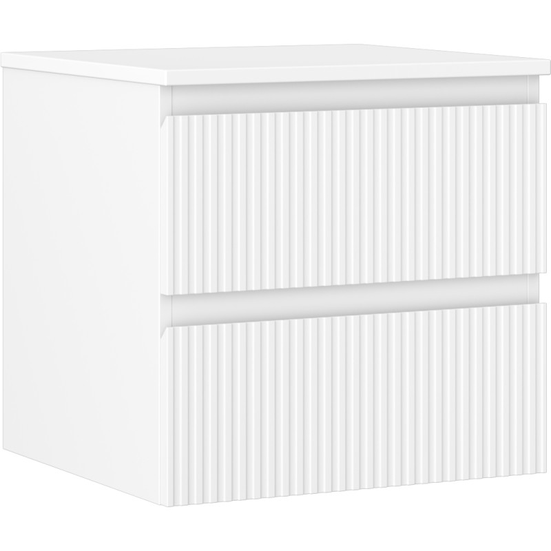Mexen Rivel koupelnová skříňka pod umyvadlo 50 cm s deskou, 2 zásuvky, drážkovaná, bílá matná - 91A20-05047-2-BFFC01