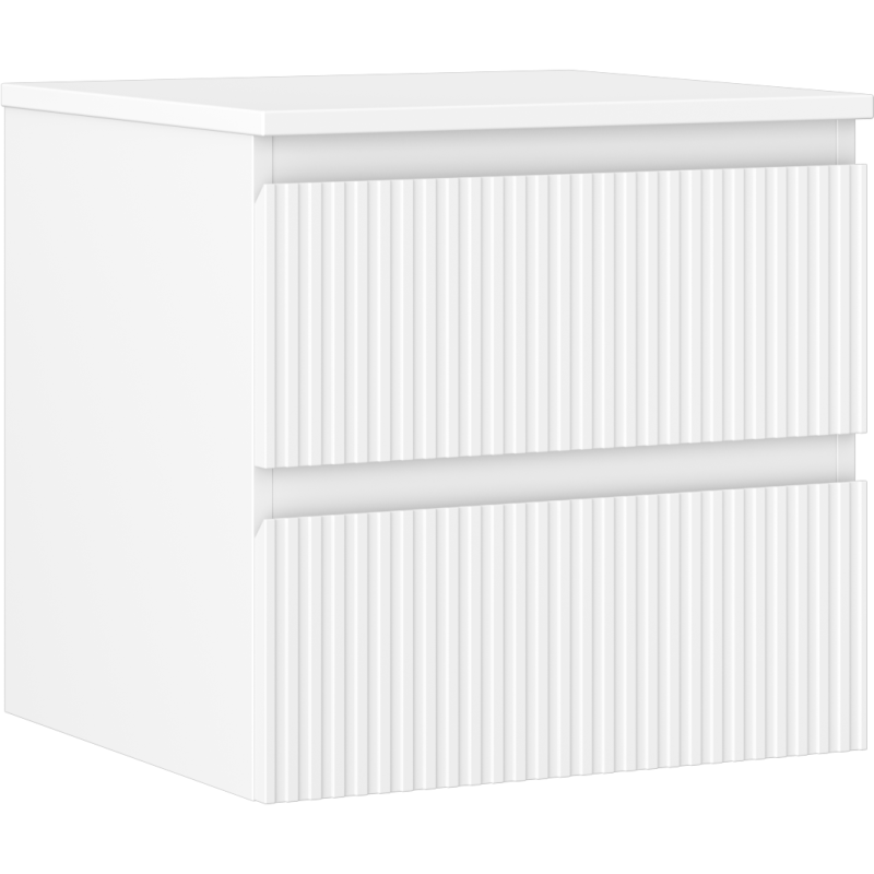 Mexen Rivel koupelnová skříňka pod umyvadlo 50 cm s deskou, 2 zásuvky, rýhovaná, matná bílá - 91A20-05047-2-BFFC01