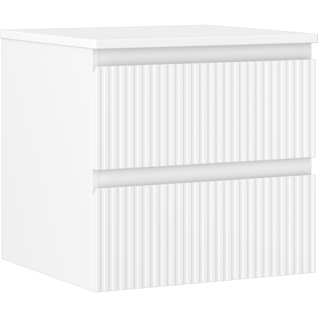 Mexen Rivel koupelnová skříňka pod umyvadlo 50 cm s deskou, 2 zásuvky, rýhovaná, matná bílá - 91A20-05047-2-BFFC01