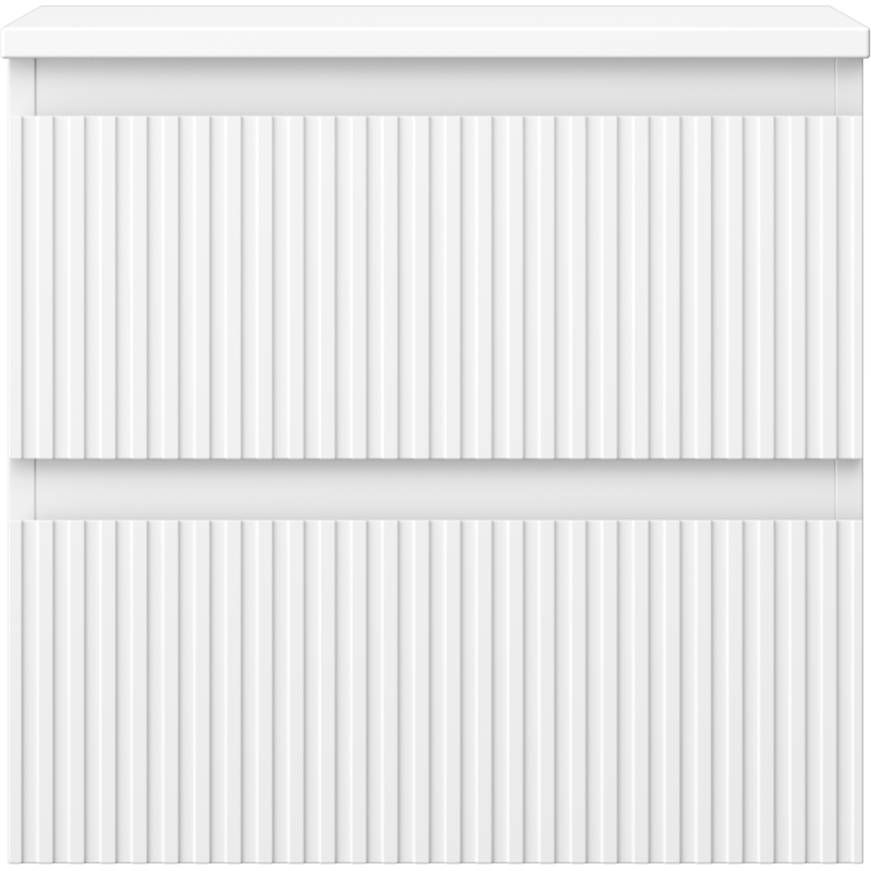 Mexen Rivel koupelnová skříňka pod umyvadlo 50 cm s deskou, 2 zásuvky, rýhovaná, matná bílá - 91A20-05047-2-BFFC01