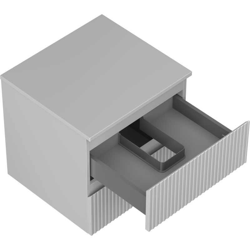 Mexen Rivel koupelnová skříňka pod umyvadlo 50 cm s deskou, 2 zásuvky, rýhovaná, šedá mat - 91A20-05047-2-BFFC62