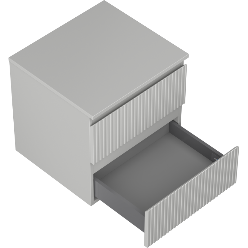 Mexen Rivel koupelnová skříňka pod umyvadlo 50 cm s deskou, 2 zásuvky, rýhovaná, šedá mat - 91A20-05047-2-BFFC62