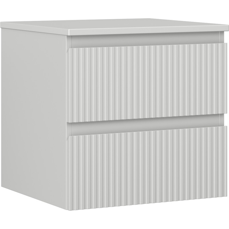 Mexen Rivel koupelnová skříňka pod umyvadlo 50 cm s deskou, 2 zásuvky, drážkovaná, šedá matná - 91A20-05047-2-BFFC62