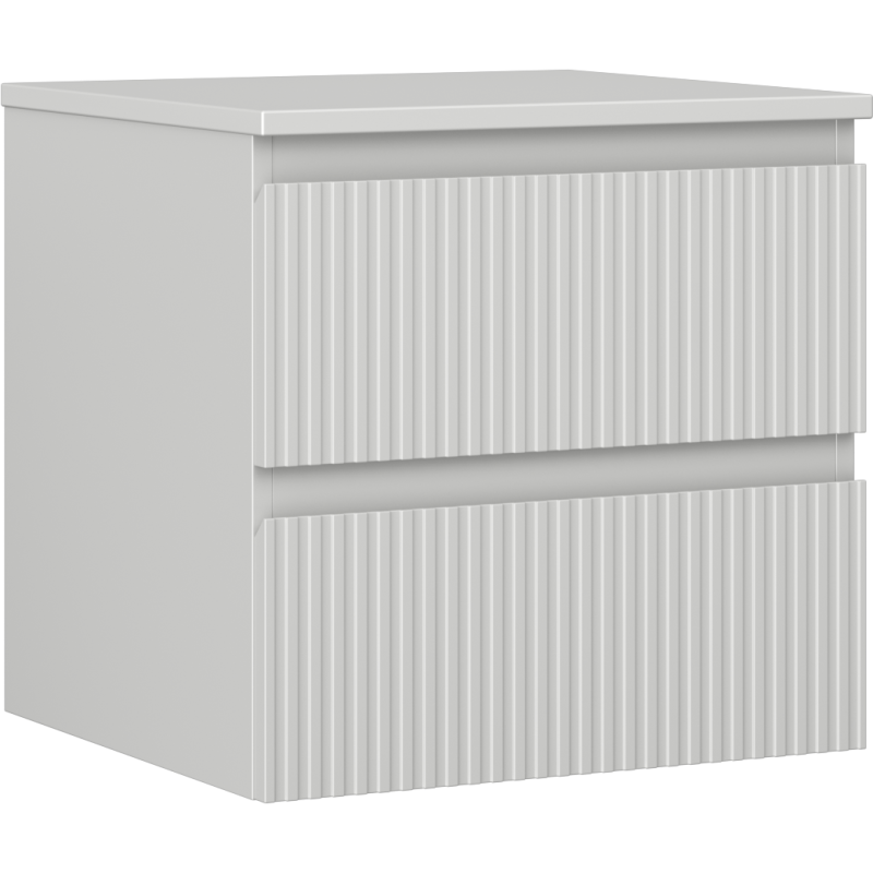 Mexen Rivel koupelnová skříňka pod umyvadlo 50 cm s deskou, 2 zásuvky, rýhovaná, šedá mat - 91A20-05047-2-BFFC62