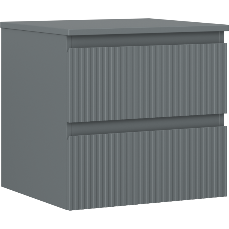 Mexen Rivel koupelnová skříňka pod umyvadlo 50 cm s deskou, 2 zásuvky, drážkovaná, grafit mat - 91A20-05047-2-BFFC66