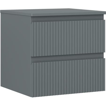 Mexen Rivel koupelnová skříňka pod umyvadlo 50 cm s deskou, 2 zásuvky, drážkovaná, grafit mat - 91A20-05047-2-BFFC66