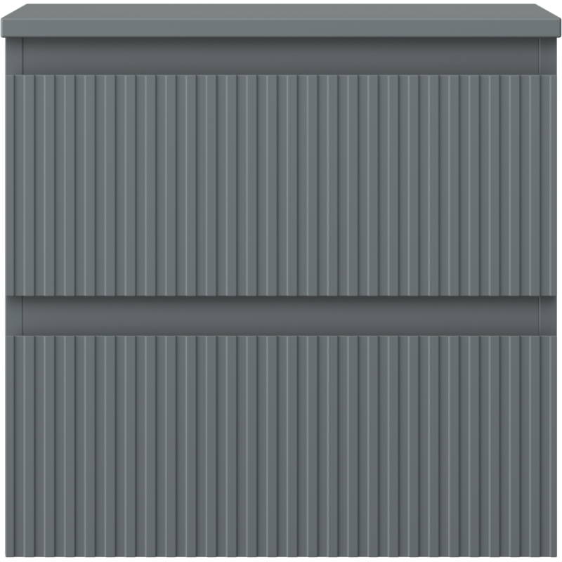 Mexen Rivel koupelnová skříňka pod umyvadlo 50 cm s deskou, 2 zásuvky, drážkovaná, grafit mat - 91A20-05047-2-BFFC66