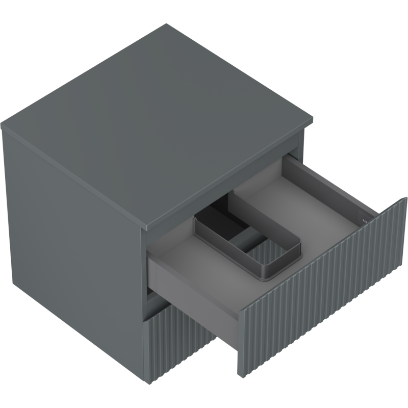 Mexen Rivel koupelnová skříňka pod umyvadlo 50 cm s deskou, 2 zásuvky, drážkovaná, grafit mat - 91A20-05047-2-BFFC66