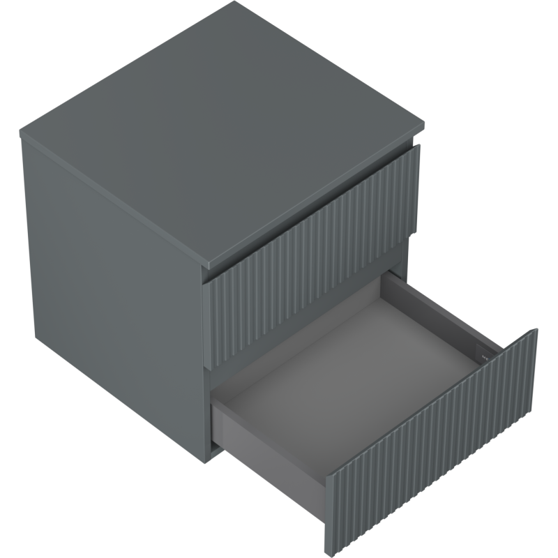 Mexen Rivel koupelnová skříňka pod umyvadlo 50 cm s deskou, 2 zásuvky, drážkovaná, grafit mat - 91A20-05047-2-BFFC66