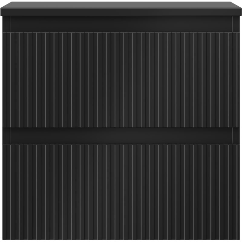 Mexen Rivel koupelnová skříňka pod umyvadlo 50 cm s deskou, 2 zásuvky, drážkovaná, černá mat - 91A20-05047-2-BFFC71