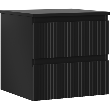 Mexen Rivel koupelnová skříňka pod umyvadlo 50 cm s deskou, 2 zásuvky, drážkovaná, černá mat - 91A20-05047-2-BFFC71
