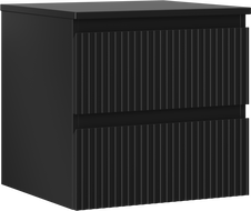 Mexen Rivel koupelnová skříňka pod umyvadlo 50 cm s deskou, 2 zásuvky, drážkovaná, černá mat - 91A20-05047-2-BFFC71