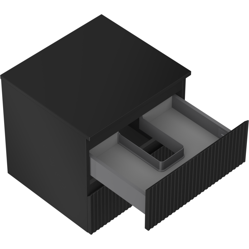 Mexen Rivel koupelnová skříňka pod umyvadlo 50 cm s deskou, 2 zásuvky, drážkovaná, černá mat - 91A20-05047-2-BFFC71