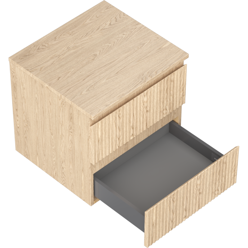 Mexen Rivel koupelnová skříňka pod umyvadlo 50 cm s deskou, 2 zásuvky, vroubkovaná, dub - 91A20-05047-2-BFFC81