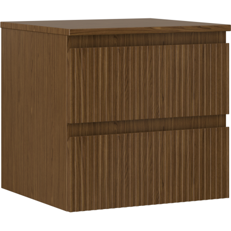 Mexen Rivel koupelnová skříňka pod umyvadlo 50 cm s deskou, 2 zásuvky, drážkovaná, ořech - 91A20-05047-2-BFFC86
