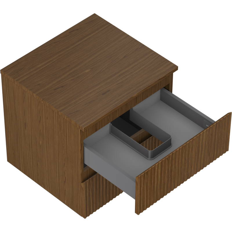 Mexen Rivel koupelnová skříňka pod umyvadlo 50 cm s deskou, 2 zásuvky, drážkovaná, ořech - 91A20-05047-2-BFFC86