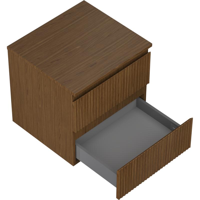 Mexen Rivel koupelnová skříňka pod umyvadlo 50 cm s deskou, 2 zásuvky, drážkovaná, ořech - 91A20-05047-2-BFFC86