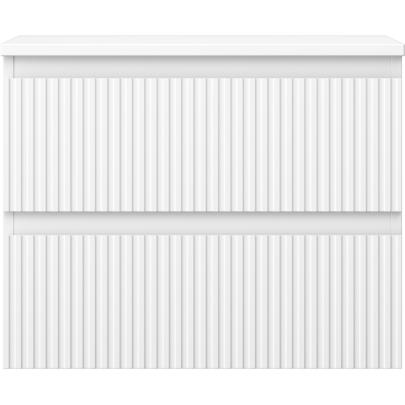 Mexen Rivel koupelnová skříňka pod umyvadlo 60 cm s deskou, 2 zásuvky, drážkovaná, bílá mat - 91A20-06047-2-BFFC01