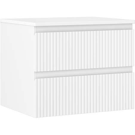 Mexen Rivel koupelnová skříňka pod umyvadlo 60 cm s deskou, 2 zásuvky, drážkovaná, bílá mat - 91A20-06047-2-BFFC01