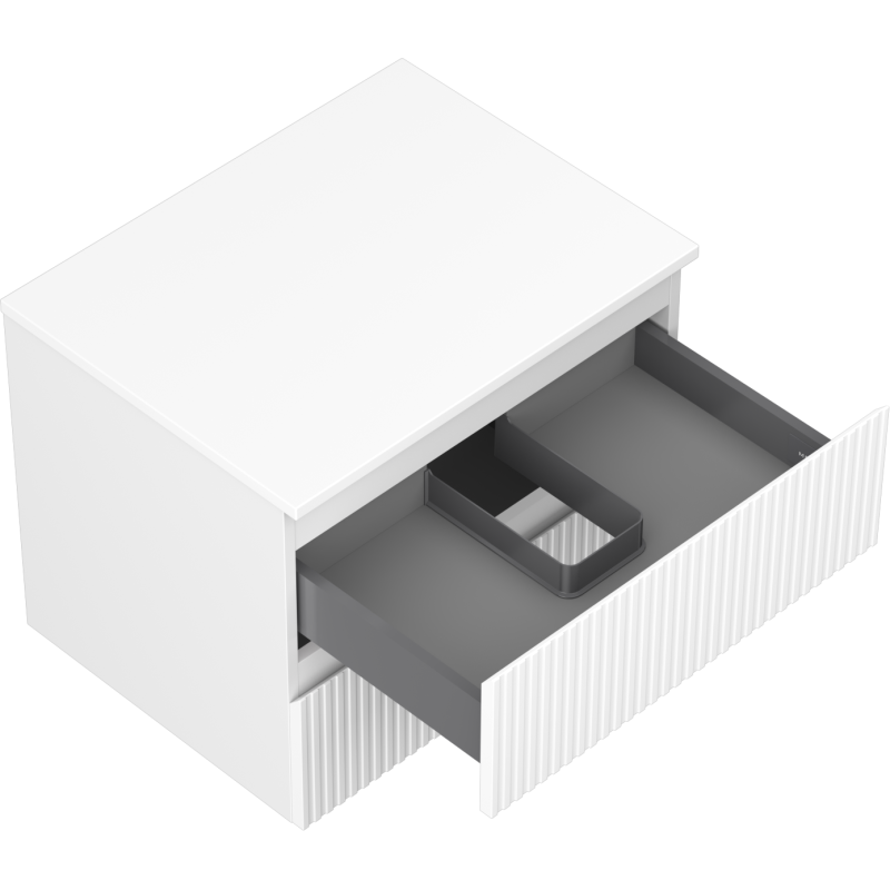 Mexen Rivel koupelnová skříňka pod umyvadlo 60 cm s deskou, 2 zásuvky, drážkovaná, bílá mat - 91A20-06047-2-BFFC01