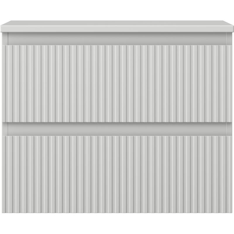 Mexen Rivel koupelnová skříňka pod umyvadlo 60 cm s deskou, 2 zásuvky, drážkovaná, šedá mat - 91A20-06047-2-BFFC62