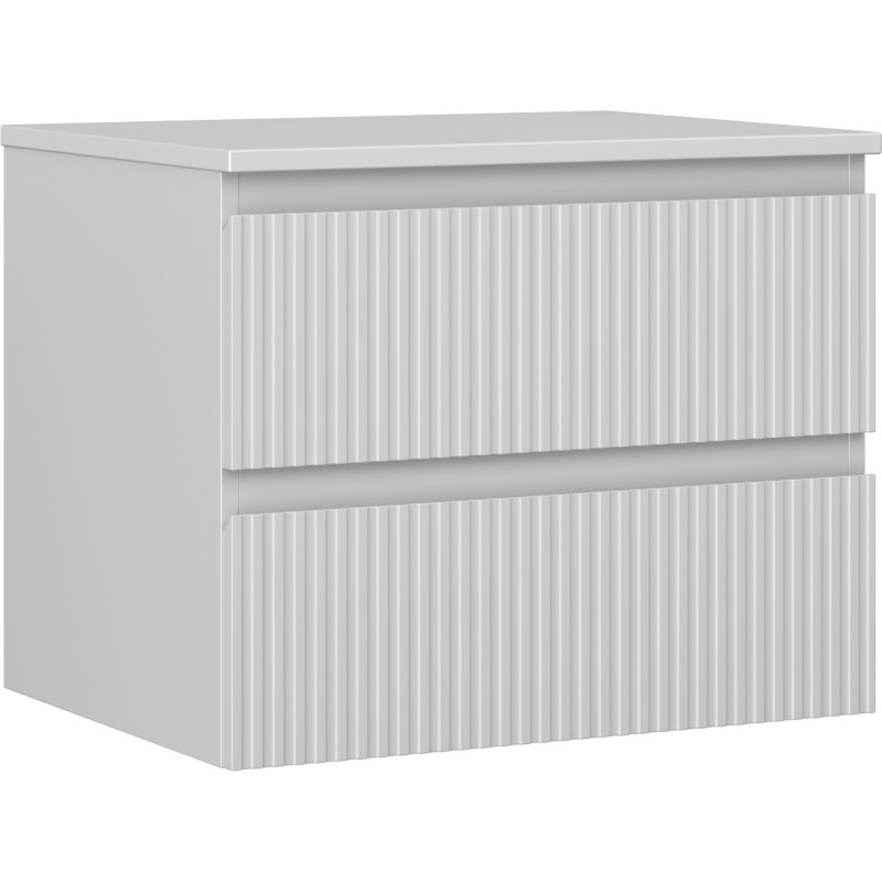 Mexen Rivel koupelnová skříňka podumyvadlová 60 cm s deskou, 2 zásuvky, rýhovaná, šedá matná - 91A20-06047-2-BFFC62