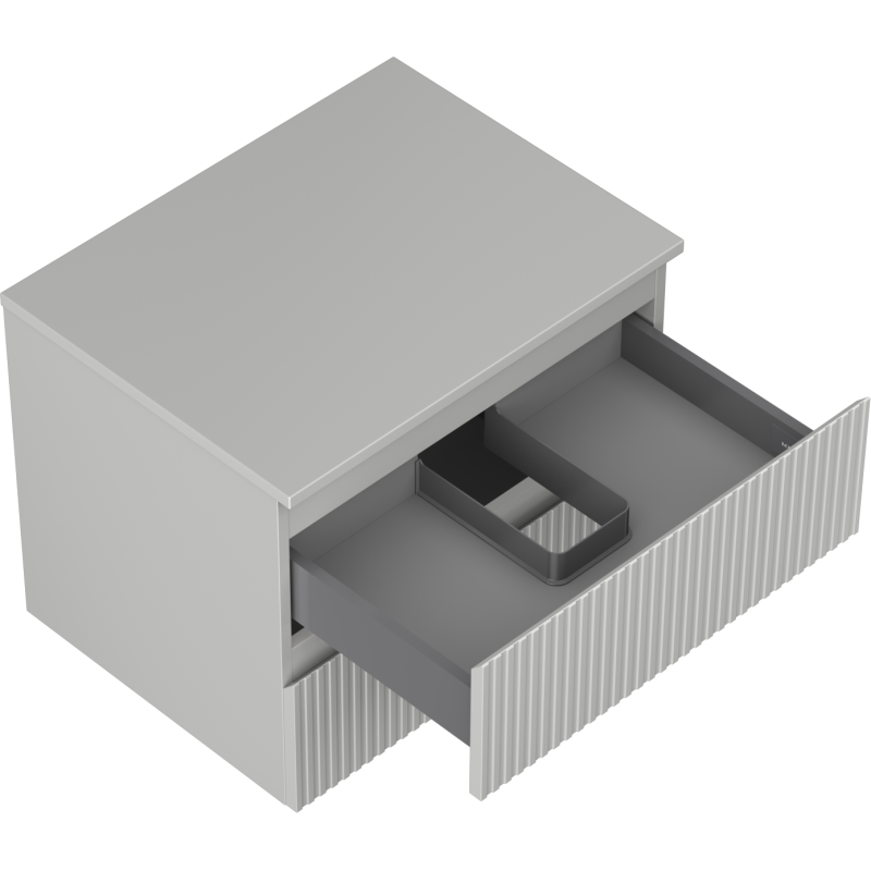 Mexen Rivel koupelnová skříňka pod umyvadlo 60 cm s deskou, 2 zásuvky, drážkovaná, šedá mat - 91A20-06047-2-BFFC62