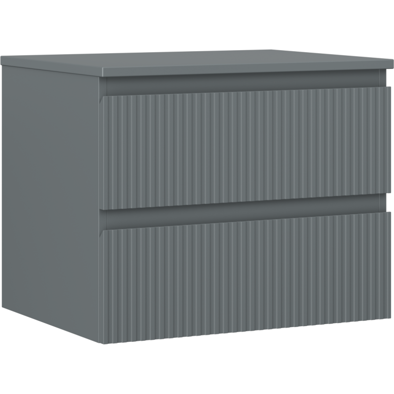 Mexen Rivel koupelnová skříňka pod umyvadlo 60 cm s deskou, 2 zásuvky, drážkovaná, grafit mat - 91A20-06047-2-BFFC66