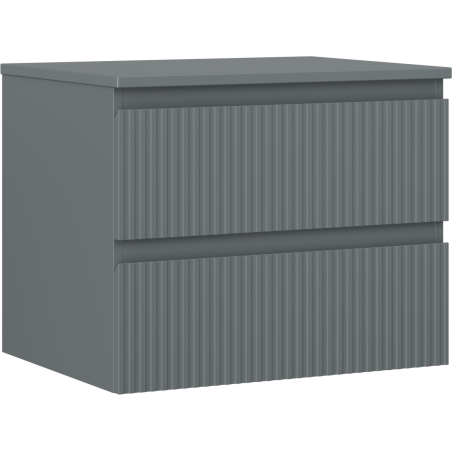 Mexen Rivel koupelnová skříňka pod umyvadlo 60 cm s deskou, 2 zásuvky, drážkovaná, grafit mat - 91A20-06047-2-BFFC66