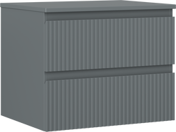 Mexen Rivel koupelnová skříňka pod umyvadlo 60 cm s deskou, 2 zásuvky, drážkovaná, grafit mat - 91A20-06047-2-BFFC66