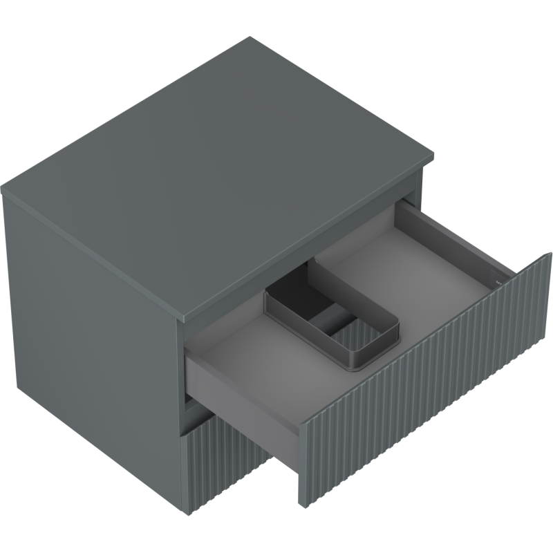 Mexen Rivel koupelnová skříňka pod umyvadlo 60 cm s deskou, 2 zásuvky, drážkovaná, grafit mat - 91A20-06047-2-BFFC66