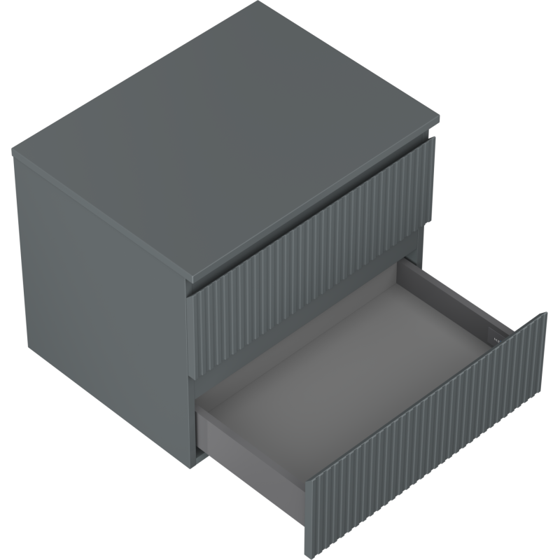 Mexen Rivel koupelnová skříňka pod umyvadlo 60 cm s deskou, 2 zásuvky, drážkovaná, grafit mat - 91A20-06047-2-BFFC66