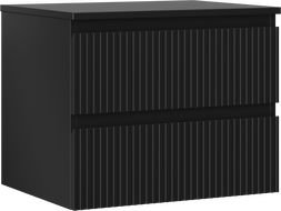 Mexen Rivel koupelnová skříňka pod umyvadlo 60 cm s deskou, 2 zásuvky, rýhovaná, černá matná - 91A20-06047-2-BFFC71