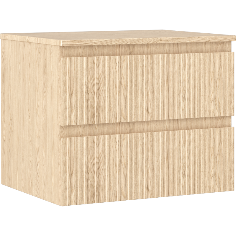 Mexen Rivel koupelnová skříňka pod umyvadlo 60 cm s deskou, 2 zásuvky, drážkovaná, dub - 91A20-06047-2-BFFC81