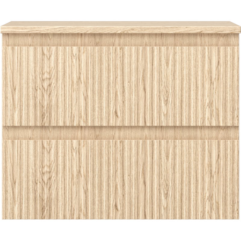 Mexen Rivel koupelnová skříňka pod umyvadlo 60 cm s deskou, 2 zásuvky, drážkovaná, dub - 91A20-06047-2-BFFC81