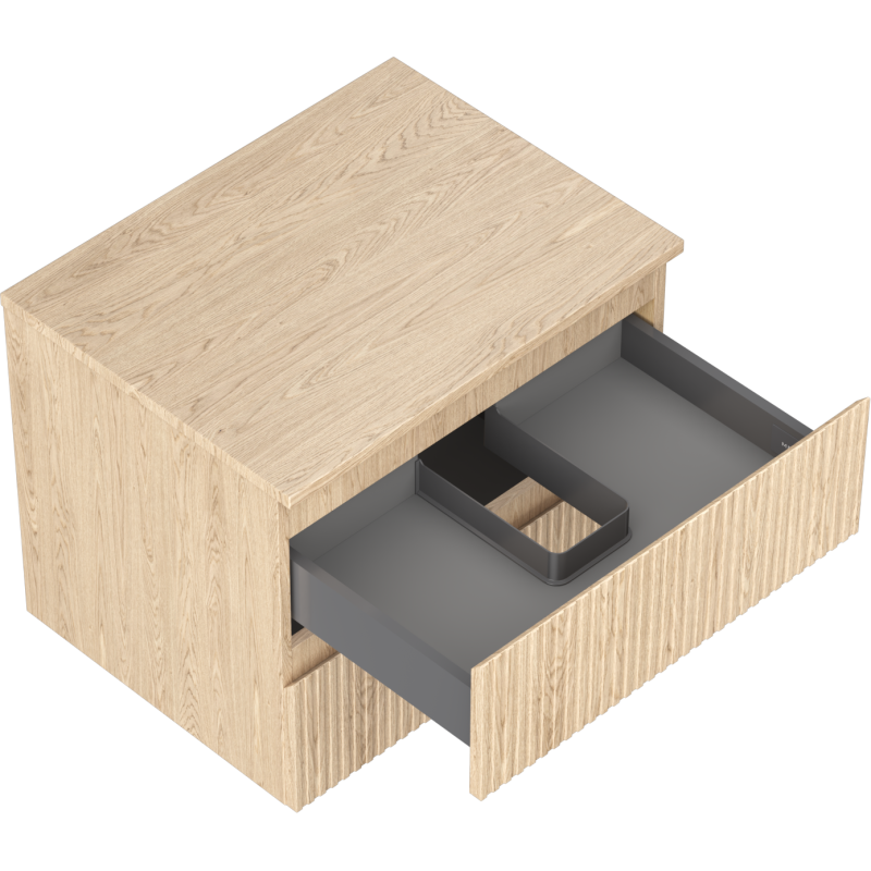 Mexen Rivel koupelnová skříňka pod umyvadlo 60 cm s deskou, 2 zásuvky, drážkovaná, dub - 91A20-06047-2-BFFC81