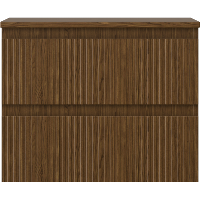 Mexen Rivel koupelnová skříňka pod umyvadlo 60 cm s deskou, 2 zásuvky, drážkovaná, ořech - 91A20-06047-2-BFFC86