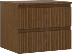 Mexen Rivel koupelnová skříňka pod umyvadlo 60 cm s deskou, 2 zásuvky, drážkovaná, ořech - 91A20-06047-2-BFFC86