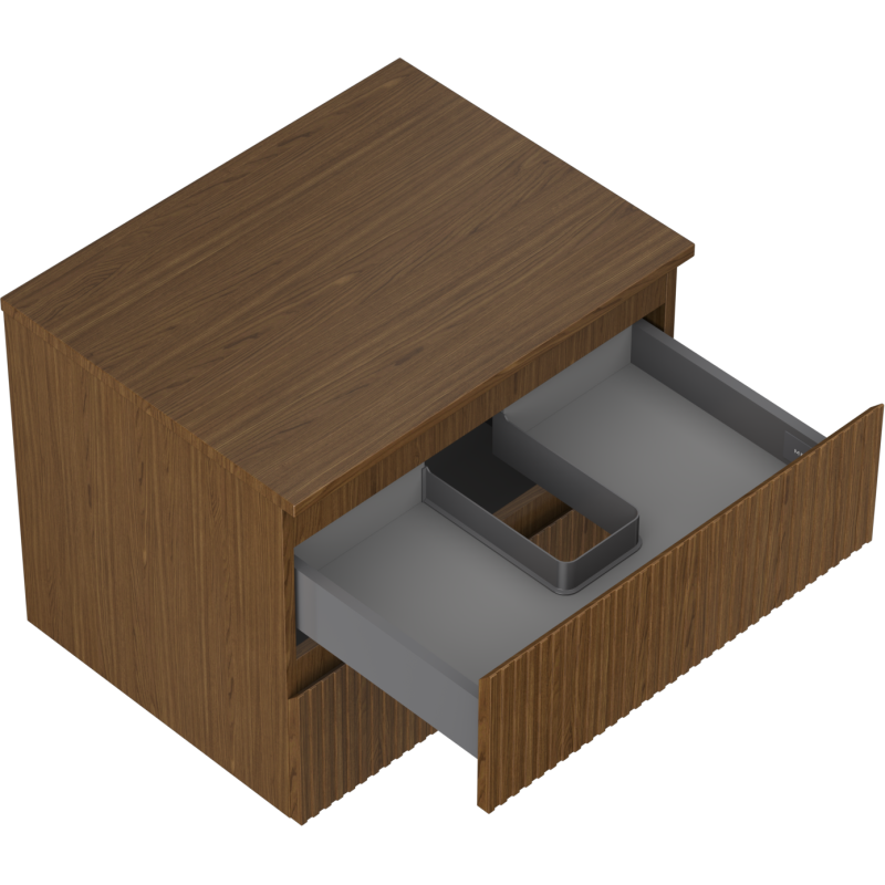 Mexen Rivel koupelnová skříňka pod umyvadlo 60 cm s deskou, 2 zásuvky, drážkovaná, ořech - 91A20-06047-2-BFFC86