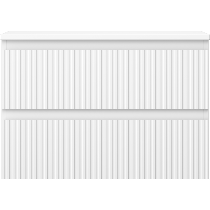 Mexen Rivel koupelnová skříňka pod umyvadlo 70 cm s deskou, 2 zásuvky, drážkovaná, bílá mat - 91A20-07047-2-BFFC01