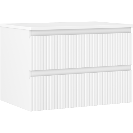 Mexen Rivel koupelnová skříňka pod umyvadlo 70 cm s deskou, 2 zásuvky, drážkovaná, bílá mat - 91A20-07047-2-BFFC01