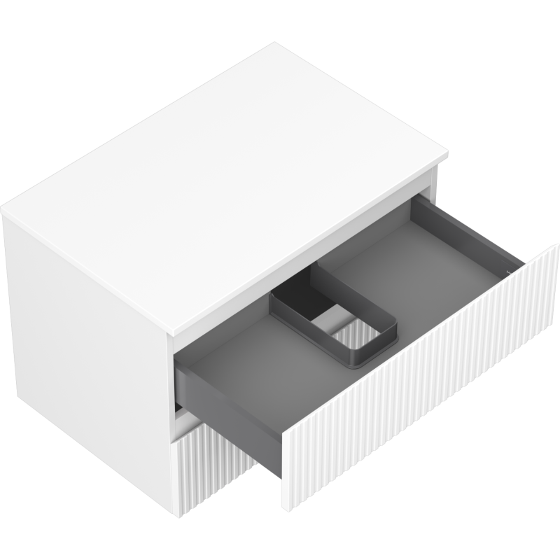 Mexen Rivel koupelnová skříňka pod umyvadlo 70 cm s deskou, 2 zásuvky, drážkovaná, bílá mat - 91A20-07047-2-BFFC01